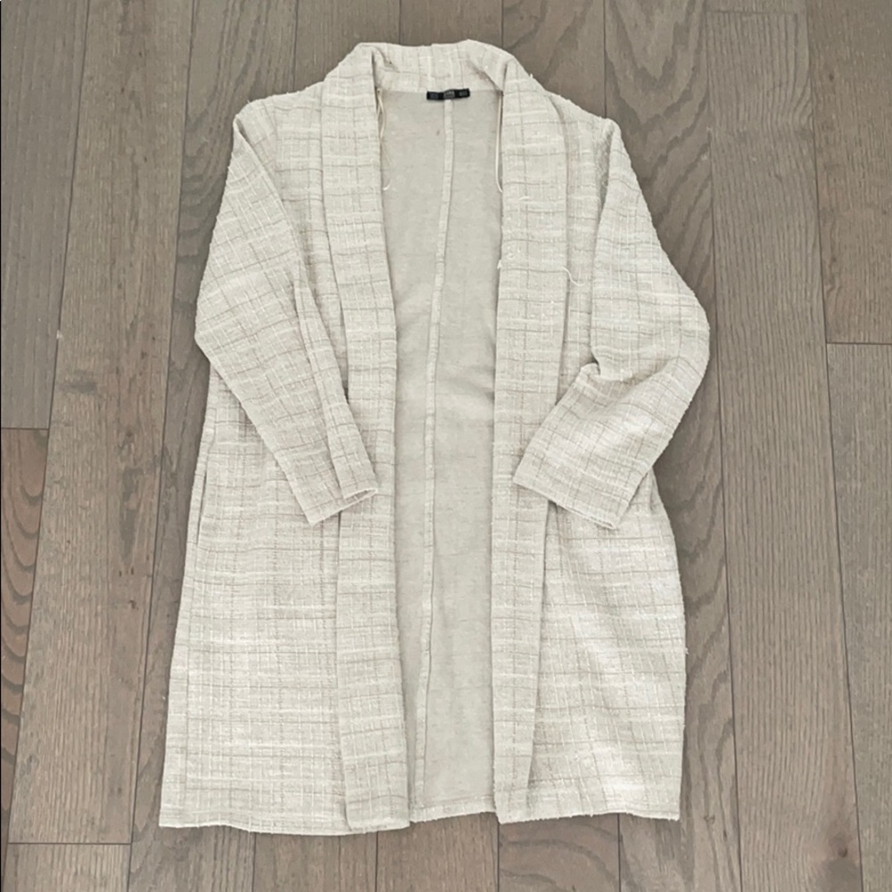 Long open knit duster cardigan